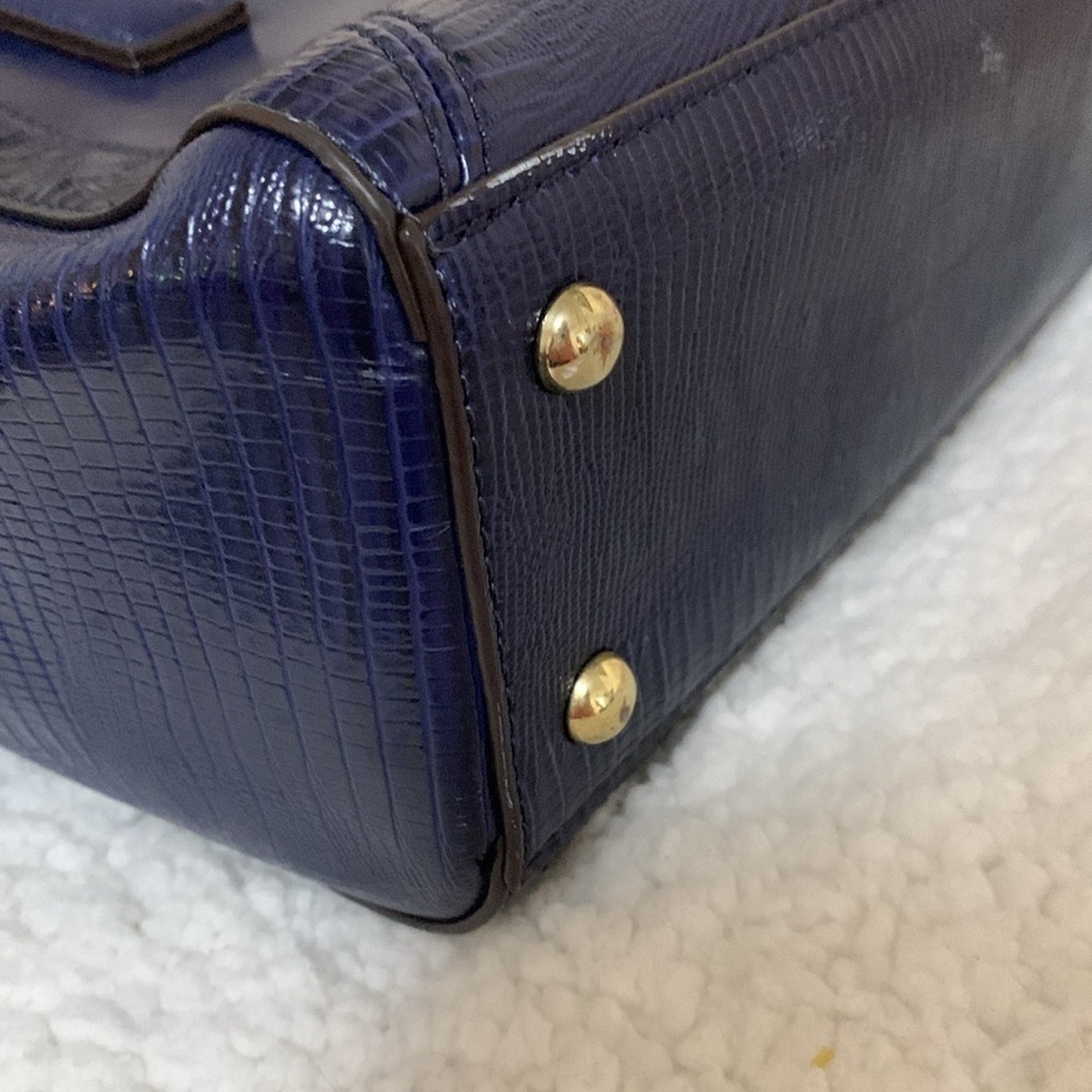 Anne Klein Navy Blue Satchel with Quilted Wallet and Gold Hardware - Picture 12 of 13